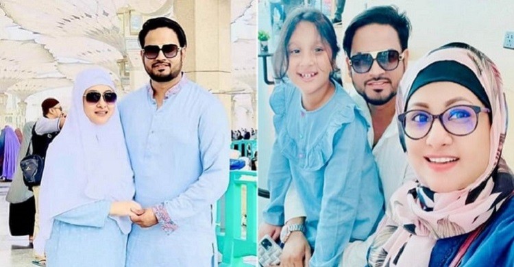 স্বামী-কন্যাকে নিয়ে ওমরাহ করতে গেলেন পূর্ণিমা