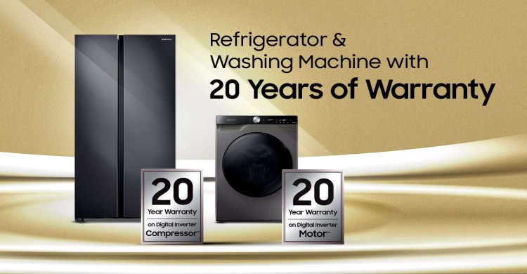 রেফ্রিজারেটর ও ওয়াশিং মেশিনে ২০ বছরের ওয়্যারেন্টি সুবিধা দিচ্ছে স্যামসাং!
