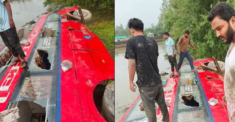 দিনাজপুরে বাস খালে, গণঅধিকার পরিষদের নেতাসহ ১৫ আহত