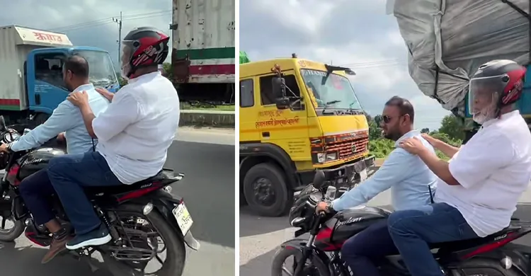 মোটরসাইকেলে গন্তব্যে যাচ্ছেন সড়ক উপদেষ্টা