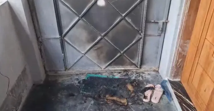 নেত্রকোনায় রাতে দুর্বৃত্তদের হামলা, এনসিপি নেতার গেটের সামনে আগুন