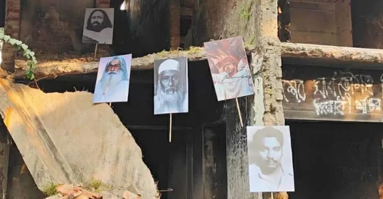 ধানমন্ডি বত্রিশে টাঙানো হলো মওলানা ভাসানীর পাশে ওসমান হাদির ছবি