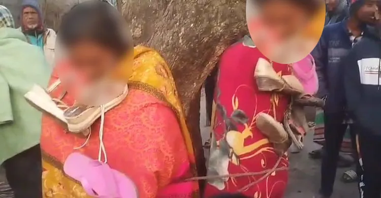 দর্শনার কুন্দিপুরে গৃহবধূ ও যুবককে চুল কেটে জুতার মালা পরিয়ে গাছে বেঁধে নির্যাতন