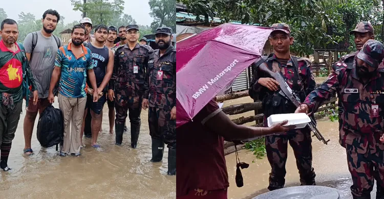 বান্দরবানে বন্যার্তদের পাশে বিজিবি, উদ্ধার শতাধিক পর্যটক