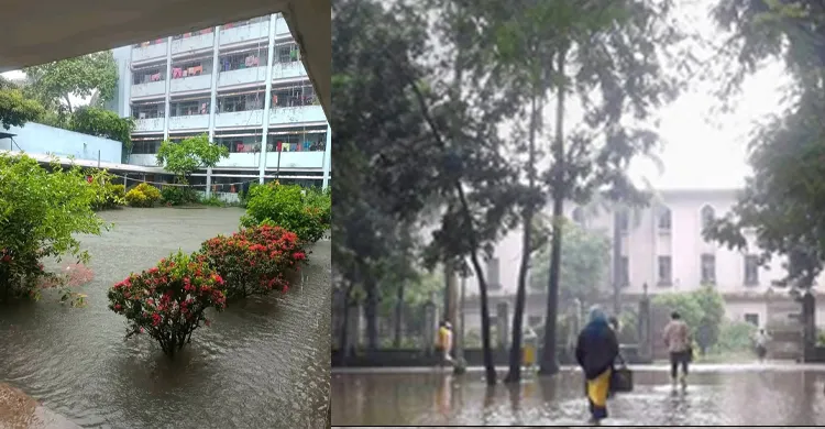 তীব্র বৃষ্টিতে জলবদ্ধ ঢাবি, বিপাকে শিক্ষার্থীরা